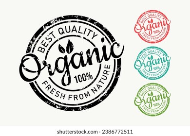 Organic 100%  product stamp emblem ilustration