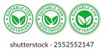 Organic 100% vegan product design template icon symbol. Suitable for vegetarian green leaves logo symbol. Vector illustration icon sign. Isolated on white background

