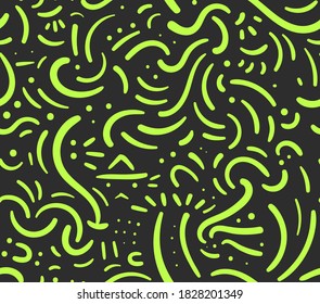 Organic 80's style shapes with funny faces seamless pattern