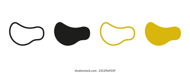 Organische abstrakte Blob-Form. Random Blotch Line und Silhouette Set. Einfache, unregelmäßige, glatte Schwarz- und Farbform. Kieselstein, Stein, Drop Collection. Minimales Fluid. Einzelne Vektorgrafik.