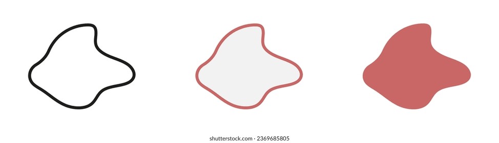 Organic Abstract Blob Shape. Random Blotch Line and Silhouette Set. Simple Irregular Smooth Black and Color Form. Pebble, Stone, Drop Collection. Minimal Fluid. Isolated Vector Illustration.