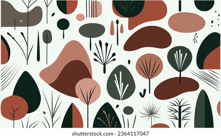 organic abstract design art, irregular organic shapes, monochromatic, earthy tones vector,flat