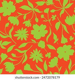 Organic abstract flowers shapes floral pattern. leaf and flower shape organic seamless pattern. leaves silhouette summer seamless pattern modern vector style on white background.