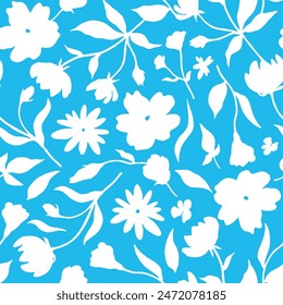 Organic abstract flowers shapes floral pattern. leaf and flower shape organic seamless pattern. leaves silhouette summer seamless pattern modern vector style on white background.