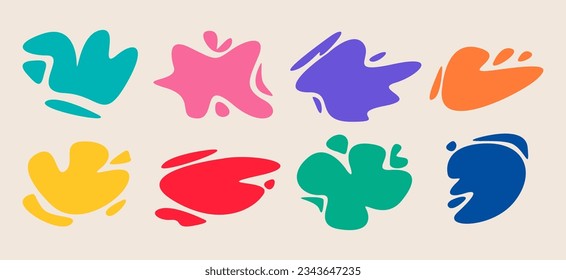 Organic abstract fluid shapes set. Colorful vector illustration
