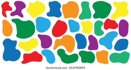 Organic abstract fluid shapes set. Creative liquid blob elements with curvy line. Simple irregular curved dynamic forms, modern smooth drops. Flat vector illustrations isolated on white background.