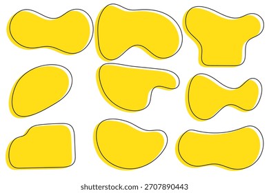 Organic abstract fluid shapes set. Creative liquid blob elements with curvy line. Simple irregular curved dynamic forms, modern smooth drops. Flat vector illustrations isolated on white background