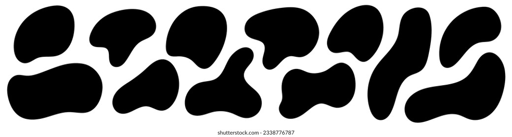 Organic abstract forms. Fluid and irregular elements in creative and simple amoeba. Amorphous Liquid Design. Isolated vector illustrations on white background.