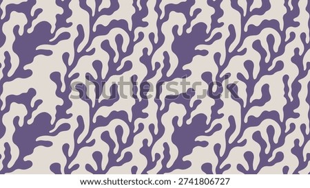 Organic abstract forms, repetitive marine motif, elegant minimal elements, decorative surface design