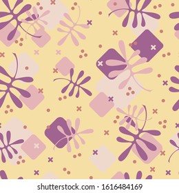 Organic abstract leaf drop seamless pattern. Textured background with geometric elements. Background for wallpaper, wrapping paper.