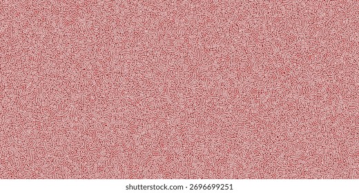 Organic Abstract Maze Pattern with Wavy Red Lines and Fluid Seamless Texture Background