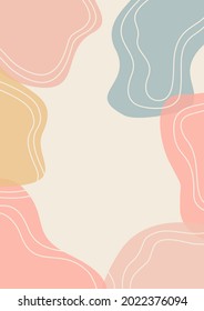 Organic Abstract Pastel Shapes Background, Memphis Style Background, Minimalist aesthetic