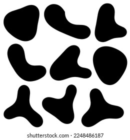 Organische abstrakte, zufällige Formen des Blobs mit drei Umrissen für Template-Design-Element oder Hintergrund-Design. Blöcke, schwarze Umrisse, einfache Linie, ästhetische Linie, Binderichtlinie, Vektorgrafik
