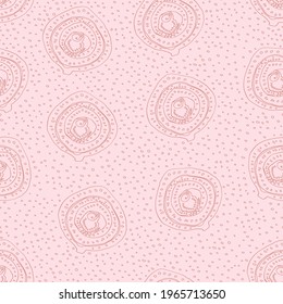 Organic abstract seamless pattern with round shapes. Hand drawn vector illustration, flat colors, easy to recolor.
