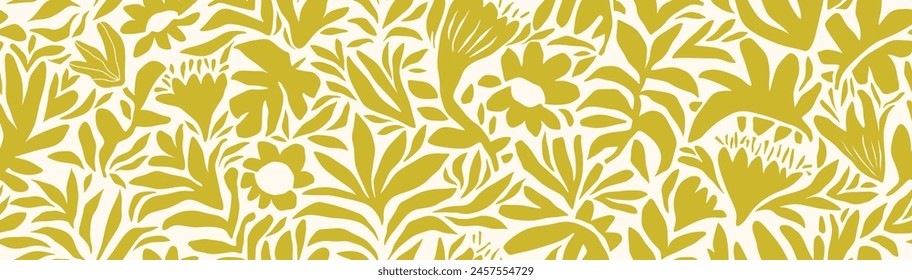 Organic abstract shapes floral pattern. leaf and flower shape organic seamless pattern. leaves silhouette summer pattern modern vector style on white background.