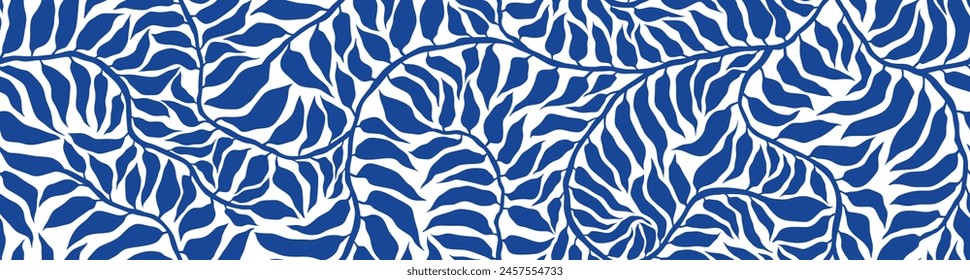 Organic abstract shapes floral pattern. palm leaf shape organic seamless pattern. leaves silhouette summer pattern modern Matisse vector style on white background.