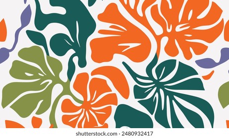 Organic abstract shapes floral pattern. leaf and flower shape organic seamless pattern.
