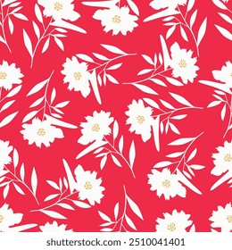 Organische abstrakte Formen Blumenmuster. Blatt und Blume Form organische nahtlose Muster. Blätter Silhouette Sommer nahtloses Muster modernen Vektorstil auf weißem Hintergrund