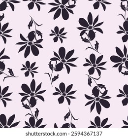Organic abstract shapes floral pattern. leaf and flower shape organic seamless pattern. leaves silhouette summer seamless pattern modern vector style on white background