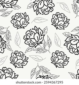 Organic abstract shapes floral pattern. leaf and flower shape organic seamless pattern. leaves silhouette summer seamless pattern modern vector style on white background