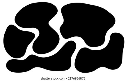 Organic abstract shapes. Organic irregular spot, stone or nature black blobs. Abstract random pebble silhouettes, blotch and inkblot. Simple liquid splodge elements water forms. vector minimal b