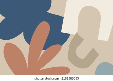 Organic abstract shapes in pastel colors. Neutral background in minimalist style. Contemporary vector Illustration. Cute shapes background