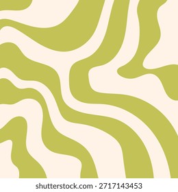 Fondo cuadrado abstracto orgánico con ondas verdes suaves. Diseño de superficie de estilo retro minimalista inspirado en la estética de mediados de siglo