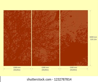 Organic and abstract vectorized designs for laser cutting and punching. Microperforated cutting that simulates images. Suitable for cladding metal facades. Scalable plates.