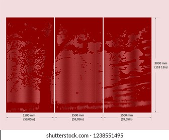 Organic and abstract vectorized designs for laser cutting and punching. Microperforated cutting that simulates images. Suitable for cladding metal facades. Scalable