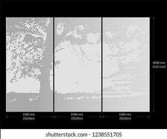 Organic and abstract vectorized designs for laser cutting and punching. Microperforated cutting that simulates images. Suitable for cladding metal facades. Scalable