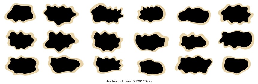 Papel adhesivo orgánico de forma irregular blob Elementos dibujados a mano en Vector. Círculo de manchas redondas en forma de salpicadura. Colección de doodle de impresión decorativa. 