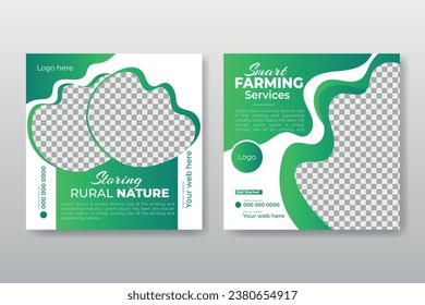 Organic agriculture farming services social media post design template Set. Complete Bundle for Agriculture and Farming Businesses.