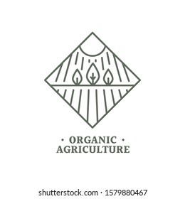 organic agriculture line art logo for your farm and agriculture business. Editable vector file. 