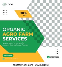 organic agro farm services or Landscaping Service Social Media Post banner, Web Banner, Garden, agro farm, agriculture, farming, organic, agro conference, farm exhibition, agro industry