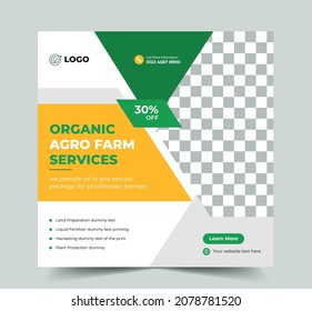 organic agro farm services or Landscaping Service Social Media Post banner, Web Banner, Garden, agro farm, agriculture, farming, organic, agro conference, farm exhibition, agro industry