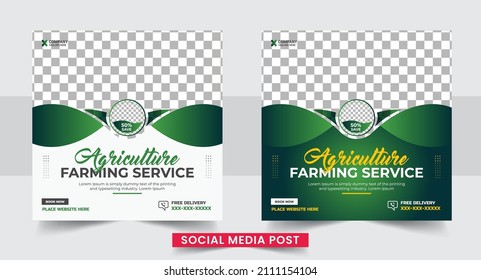 Organic Agro Farm Services Or Landscaping Service Social Media Post Banner, Web Banner, Garden, Agro Farm, Agriculture, Farming, Organic, Agro Conference, Farm Exhibition, Agro Industry.