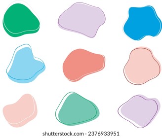 Color abstracto de forma de blob ameba orgánica con ilustración de vector de línea sobre fondo transparente