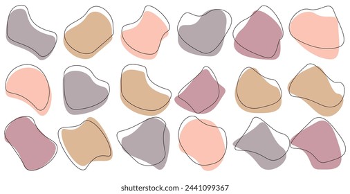 Organic amoeba blob shape abstract colorful vector illustration isolated on white background. Set of irregular round blot form graphic element. doodle drops collection. Contemporary banner, eps10