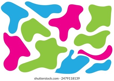  Organic amoeba blob shape abstract colorful vector illustration isolated on white background. Set of irregular round blot form graphic element. doodle drops collection. Contemporary banner.Blod vecto