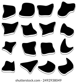 Forma orgánica de ameba blob abstracta con Ilustración vectorial de línea aislada sobre fondo transparente. Conjunto de elemento gráfico de forma de mancha redonda irregular. Gotas de garabato con círculo de contorno. diseño eps 10
