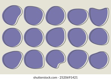 Organic amoeba blob shape abstract green color with line vector illustration isolated on transparent background. Set of irregular round blot form graphic element. Doodle drops with outline circle