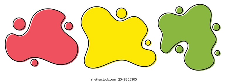 A cor verde abstrata da forma do blob da ameba orgânica com a ilustração do vetor da linha isolada no fundo transparente. 