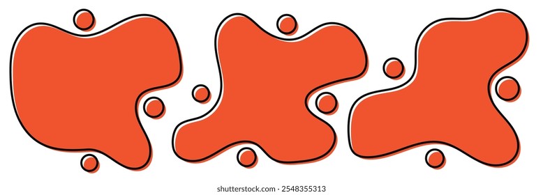 A cor verde abstrata da forma do blob da ameba orgânica com a ilustração do vetor da linha isolada no fundo transparente. 