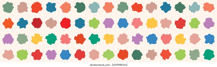 Organic amoeba blob shape abstract colorful vector illustration isolated on white background. Modern liquid irregular blob shape abstract elements. Set of irregular round blot form graphic element