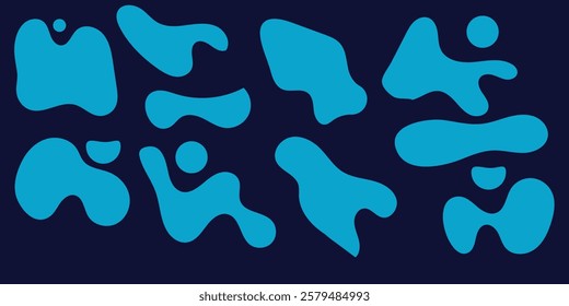 Organic amoeba blob shape abstract colorful vector illustration isolated on white background. Set of irregular round blot form graphic element. doodle drops collection. Contemporary banner