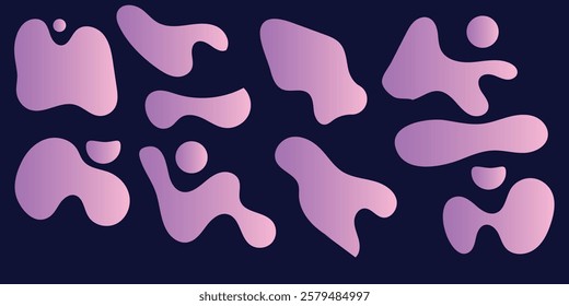 Organic amoeba blob shape abstract colorful vector illustration isolated on white background. Set of irregular round blot form graphic element. doodle drops collection. Contemporary banner