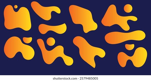 Organic amoeba blob shape abstract colorful vector illustration isolated on white background. Set of irregular round blot form graphic element. doodle drops collection. Contemporary banner