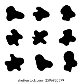 Organic amoeba blob shape abstract black color vector illustration isolated background