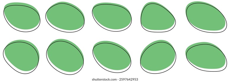 Organic amoeba blob shape abstract green color with line vector illustration isolated on transparent background. Organic Green shape with fluid and irregular form. Abstract blob and amoeba figure.