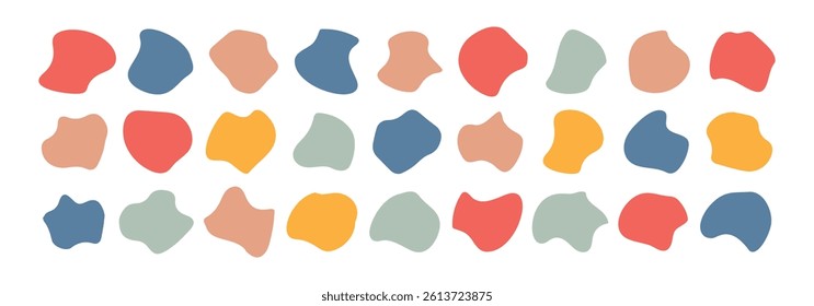 Organic amoeba blob shape abstract colorful vector illustration. Colorful simple freeform, asymmetric blob. Blob shapes vector set